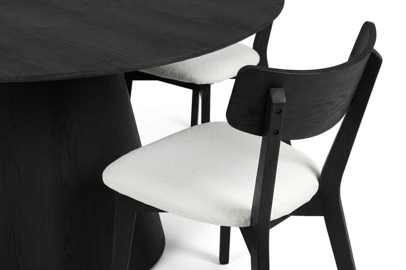 Siena Matgrupp 150 cm runt i Svart med 6 Amelia Matstolar med Dyna - Svart/Beige - Möbler - Bord & matgrupp - Matgrupp