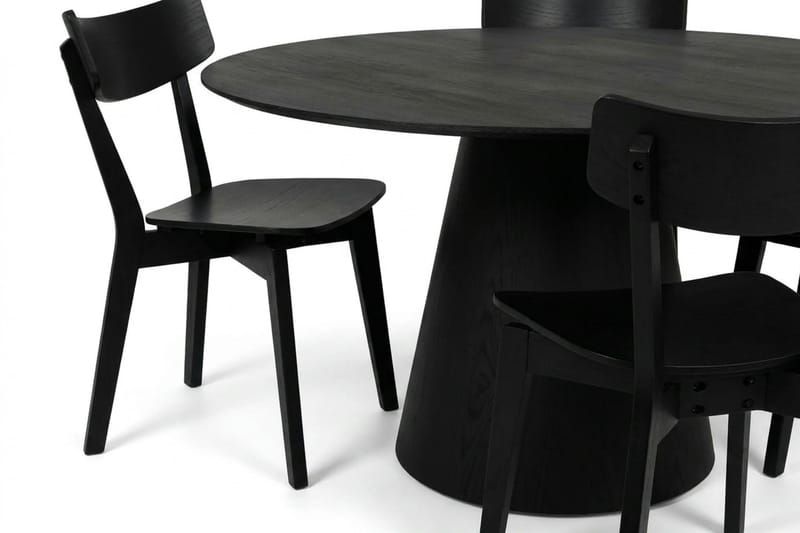 Siena Matgrupp 150 cm runt i Svart med 6 Amelia Matstolar - Svart - Möbler - Bord & matgrupp - Matgrupp