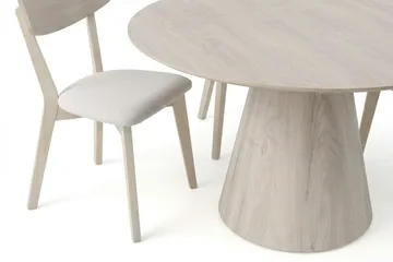 Siena Matgrupp 150 cm runt Vitlaserad med 6 Amelia Matstolar med Dyna - Vitlaserad/Beige - Möbler - Bord & matgrupp - Matgrupp