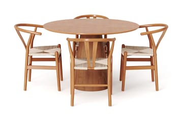 Siena Matgrupp runt 110 cm Ek med 4 Dastoori Matstolar - Ek - Möbler - Bord & matgrupp - Matgrupp
