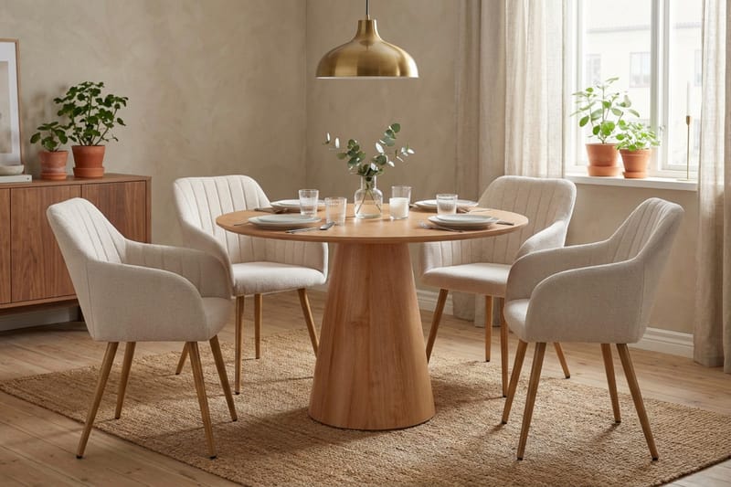 Siena Matgrupp runt 110 cm Ek med 4 Filippa Matstolar - Ek - Möbler - Bord & matgrupp - Matgrupp