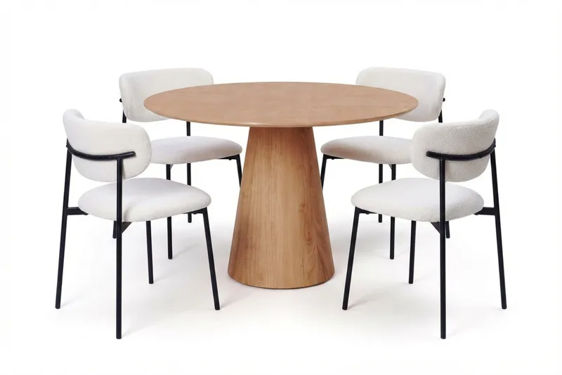 Siena Matgrupp runt 110 cm Ek med 4 Lucy Matstolar, Ek