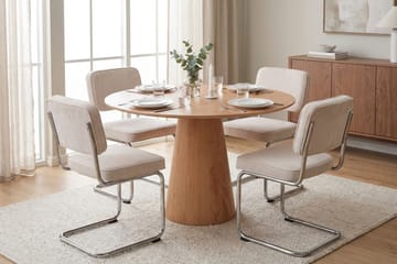 Siena Matgrupp runt 110 cm Ek med 4 Milva Matstolar - Ek - Möbler - Bord & matgrupp - Matgrupp