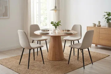 Siena Matgrupp runt 110 cm Ek med 4 Nibe Matstolar - Ek - Möbler - Bord & matgrupp - Matgrupp