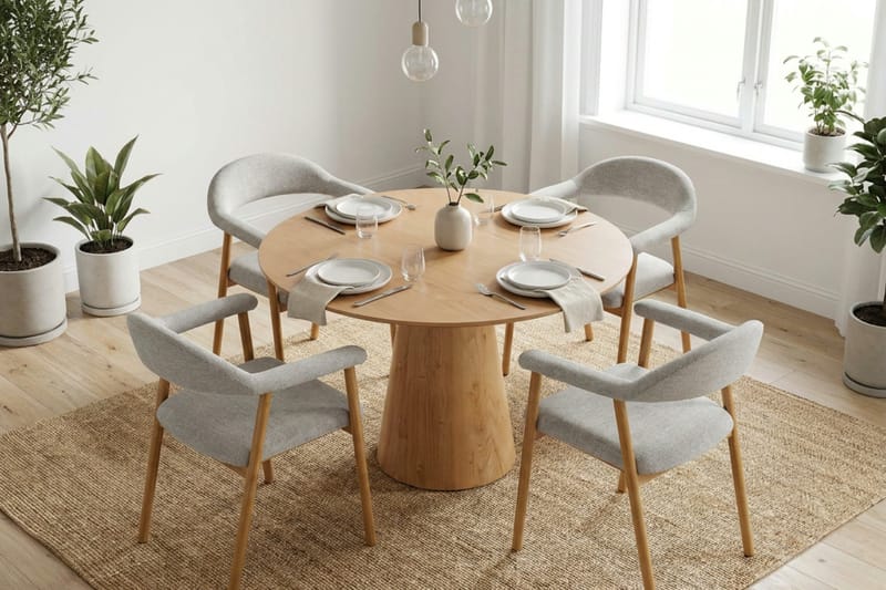 Siena Matgrupp runt 110 cm Ek med 4 Ronja Matstolar - Ek - Möbler - Bord & matgrupp - Matgrupp