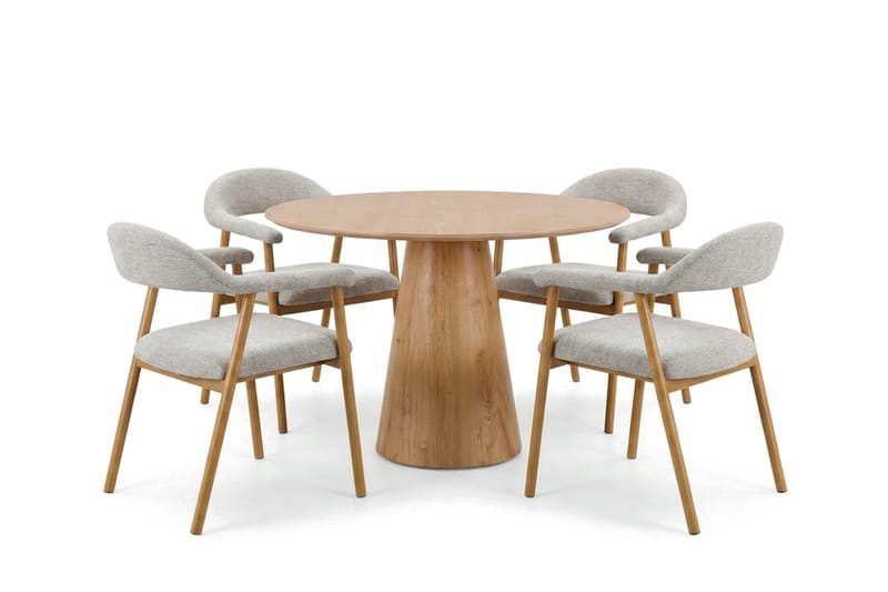 Siena Matgrupp runt 110 cm Ek med 4 Ronja Matstolar - Sand/Ek - Möbler - Bord & matgrupp - Matgrupp