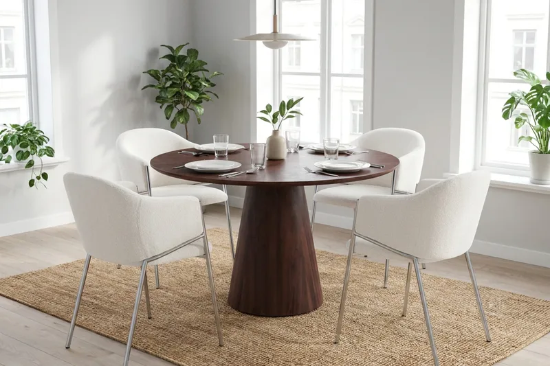 Siena Matgrupp runt 110 cm med 4 Filip Matstolar - Valnöt - Möbler - Bord & matgrupp - Matgrupp