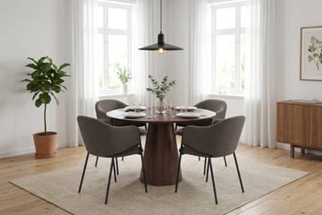 Siena Matgrupp runt 110 cm med 4 Filip Matstolar - Valnöt - Möbler - Bord & matgrupp - Matgrupp