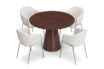 Siena Matgrupp runt 110 cm med 4 Filip Matstolar - Valnöt - Möbler - Bord & matgrupp - Matgrupp