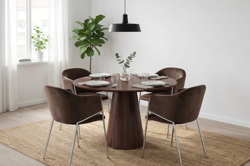 Siena Matgrupp runt 110 cm med 4 Filip Matstolar - Valnöt - Möbler - Bord & matgrupp - Matgrupp