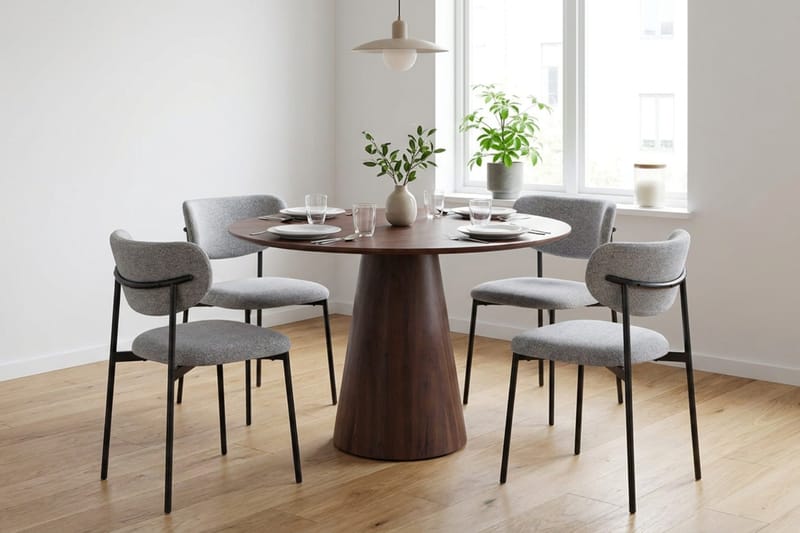 Siena Matgrupp runt 110 cm med 4 Lucy Matstolar - Rökt ek - Möbler - Bord & matgrupp - Matgrupp