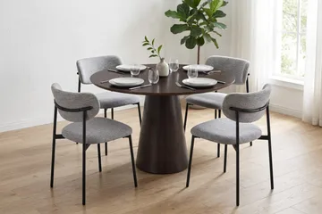 Siena Matgrupp runt 110 cm med 4 Lucy Matstolar - Rökt ek - Möbler - Bord & matgrupp - Matgrupp