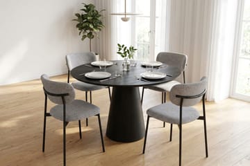 Siena Matgrupp runt 110 cm med 4 Lucy Matstolar - Svartlaserad ek - Möbler - Bord & matgrupp - Matgrupp
