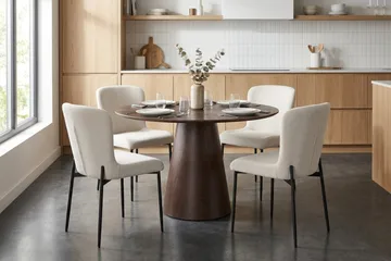 Siena Matgrupp runt 110 cm Rökt Ek med 4 Elsie Matstolar - Rökt ek/Vit - Möbler - Bord & matgrupp - Matgrupp