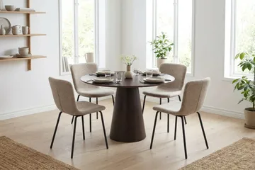 Siena Matgrupp runt 110 cm Rökt Ek med 4 Katy Matstolar - Rökt ek - Möbler - Bord & matgrupp - Matgrupp