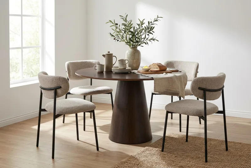 Siena Matgrupp runt 110 cm Rökt Ek med 4 Lucy Matstolar - Rökt Ek - Möbler - Bord & matgrupp - Matgrupp
