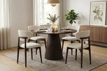 Siena Matgrupp runt 110 cm Rökt Ek med 4 Molly Matstolar - Rökt ek - Möbler - Bord & matgrupp - Matgrupp