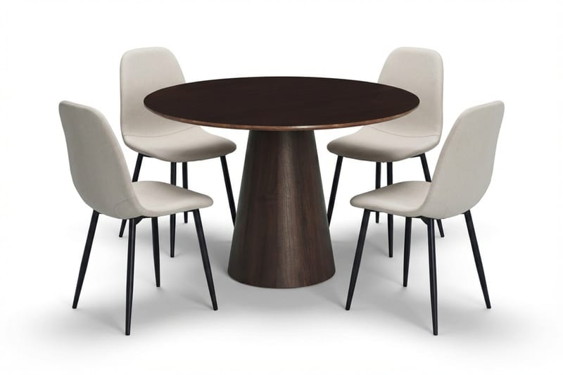 Siena Matgrupp runt 110 cm Rökt Ek med 4 Nibe Matstolar, Rökt ek