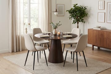 Siena Matgrupp runt 110 cm Rökt Ek med 4 Nibe Matstolar - Rökt ek - Möbler - Bord & matgrupp - Matgrupp