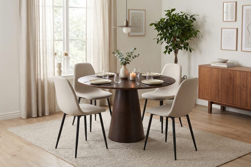 Siena Matgrupp runt 110 cm Rökt Ek med 4 Nibe Matstolar - Rökt ek - Möbler - Bord & matgrupp - Matgrupp