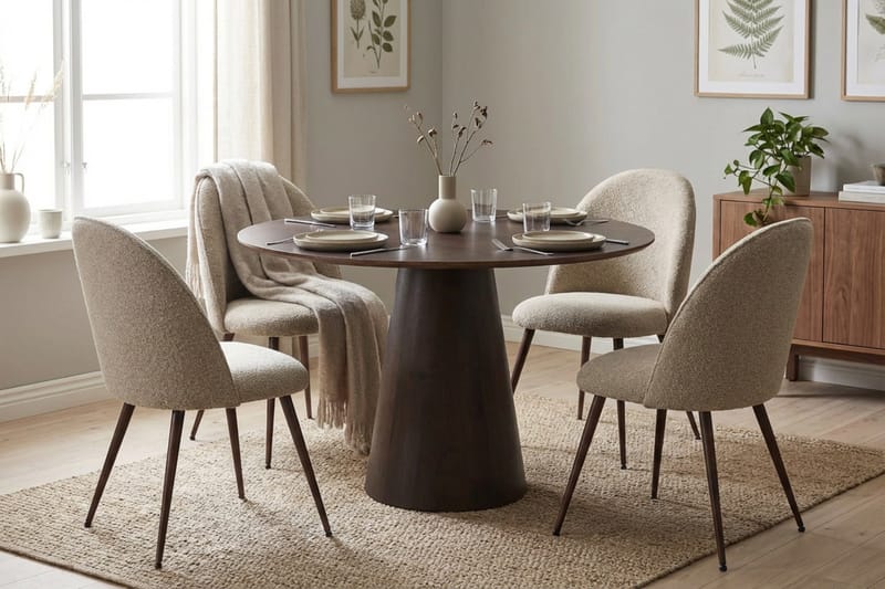 Siena Matgrupp runt 110 cm Rökt Ek med 4 Nibe Plus Matstolar - Rökt ek - Möbler - Bord & matgrupp - Matgrupp