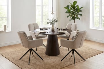 Siena Matgrupp runt 110 cm Rökt Ek med 4 Torsby Matstolar - Rökt ek - Möbler - Bord & matgrupp - Matgrupp