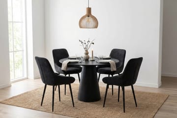 Siena Matgrupp runt 110 cm Svart med 4 Alsarp Matstolar - Svart - Möbler - Bord & matgrupp - Matgrupp