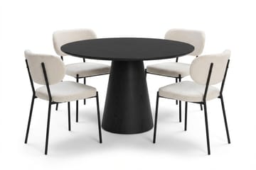 Siena Matgrupp runt 110 cm Svart med 4 Gemmiano Matstolar - Svart - Möbler - Bord & matgrupp - Matgrupp