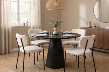 Siena Matgrupp runt 110 cm Svart med 4 Gemmiano Matstolar - Svart - Möbler - Bord & matgrupp - Matgrupp