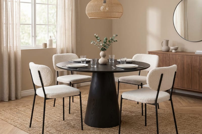 Siena Matgrupp runt 110 cm Svart med 4 Gemmiano Matstolar - Svart - Möbler - Bord & matgrupp - Matgrupp