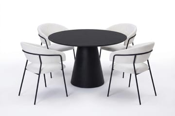 Siena Matgrupp runt 110 cm Svart med 4 Karol Matstolar - Svart - Möbler - Bord & matgrupp - Matgrupp