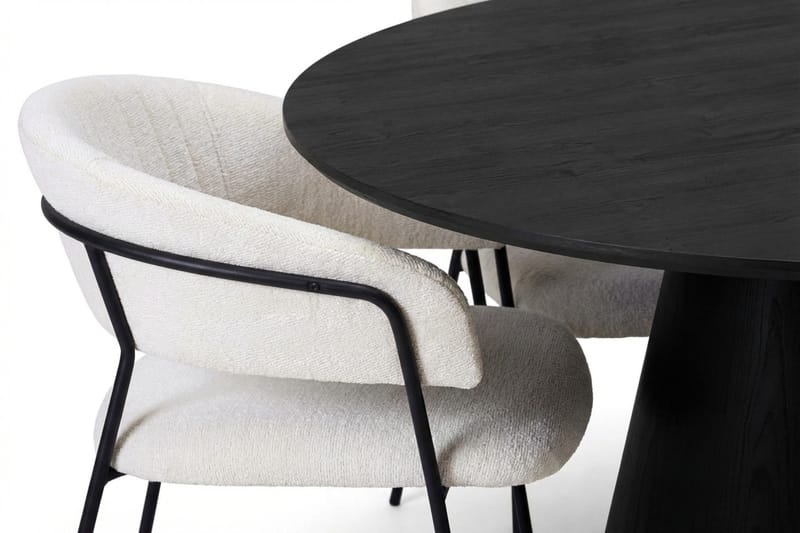 Siena Matgrupp runt 110 cm Svart med 4 Karol Matstolar - Svart - Möbler - Bord & matgrupp - Matgrupp