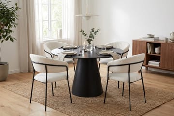 Siena Matgrupp runt 110 cm Svart med 4 Karol Matstolar - Svart - Möbler - Bord & matgrupp - Matgrupp