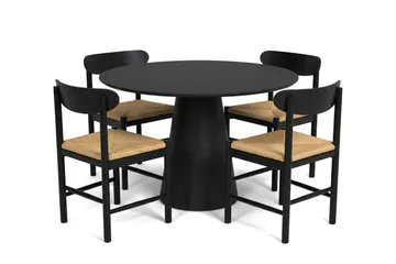 Siena Matgrupp runt 110 cm Svart med 4 Malte Matstolar - Möbler - Bord & matgrupp - Matgrupp