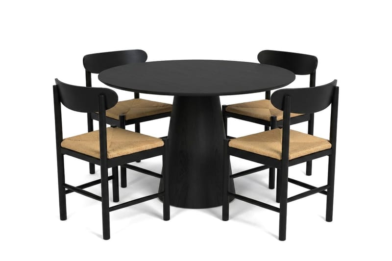 Siena Matgrupp runt 110 cm Svart med 4 Malte Matstolar - Möbler - Bord & matgrupp - Matgrupp