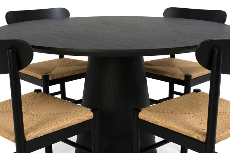 Siena Matgrupp runt 110 cm Svart med 4 Malte Matstolar - Möbler - Bord & matgrupp - Matgrupp