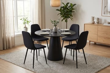 Siena Matgrupp runt 110 cm Svart med 4 Nibe Matstolar - Svart - Möbler - Bord & matgrupp - Matgrupp