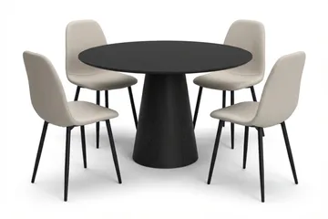 Beige/Metallben Svart - Svartlaserad ek