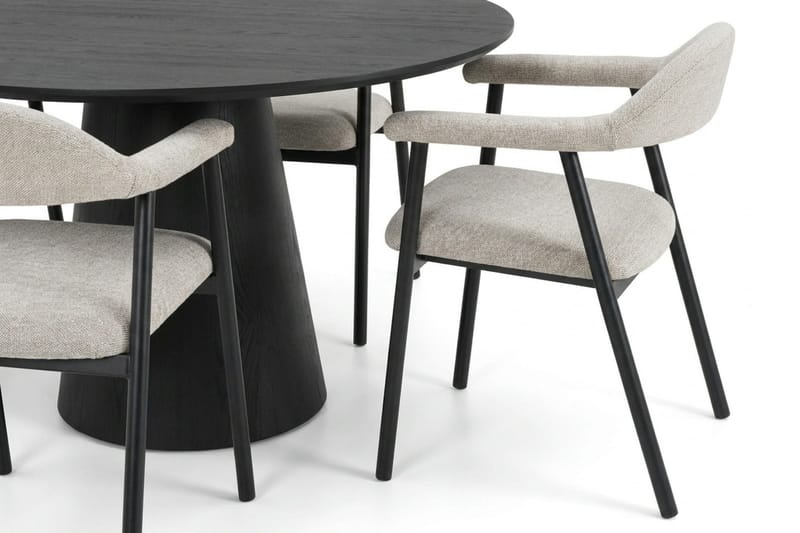 Siena Matgrupp runt 110 cm Svart med 4 Ronja Matstolar - Beige/Svart - Möbler - Bord & matgrupp - Matgrupp