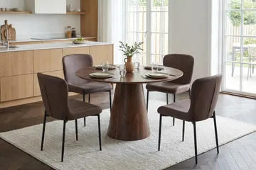 Siena Matgrupp runt 110 cm Valnöt med 4 Elsie Matstolar - Valnöt/Brun - Möbler - Bord & matgrupp - Matgrupp