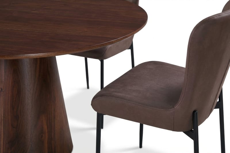 Siena Matgrupp runt 110 cm Valnöt med 4 Elsie Matstolar - Valnöt/Brun - Möbler - Bord & matgrupp - Matgrupp