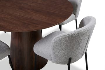 Siena Matgrupp runt 110 cm Valnöt med 4 Elsie Matstolar - Valnöt/Ljusgrå - Möbler - Bord & matgrupp - Matgrupp
