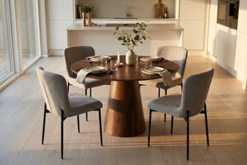 Siena Matgrupp runt 110 cm Valnöt med 4 Elsie Matstolar - Valnöt/Ljusgrå - Möbler - Bord & matgrupp - Matgrupp