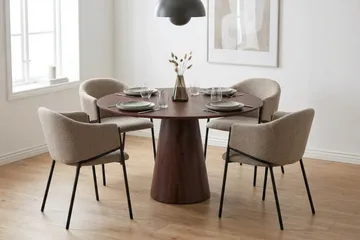 Siena Matgrupp runt 110 cm Valnöt med 4 Filip Matstolar - Valnöt - Möbler - Bord & matgrupp - Matgrupp