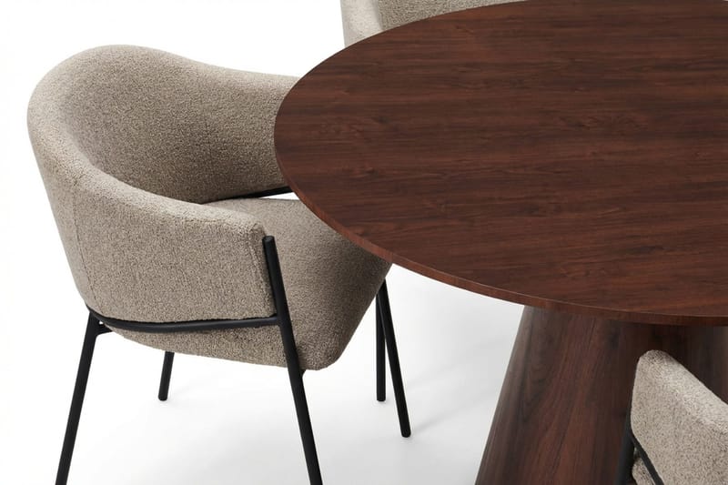 Siena Matgrupp runt 110 cm Valnöt med 4 Filip Matstolar - Valnöt - Möbler - Bord & matgrupp - Matgrupp