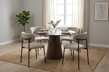 Siena Matgrupp runt 110 cm Valnöt med 4 Lucy Matstolar - Valnöt - Möbler - Bord & matgrupp - Matgrupp
