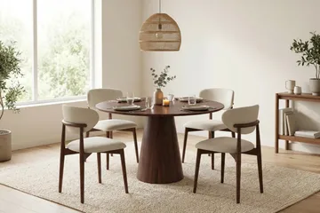 Siena Matgrupp runt 110 cm Valnöt med 4 Molly Matstolar - Valnöt - Möbler - Bord & matgrupp - Matgrupp