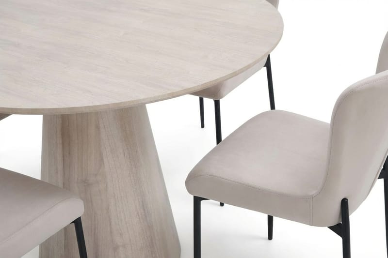 Siena Matgrupp runt 110 cm Vitlaserad med 4 Elsie Matstolar - Vitlaserad/Beige - Möbler - Bord & matgrupp - Matgrupp