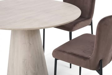 Siena Matgrupp runt 110 cm Vitlaserad med 4 Elsie Matstolar - Vitlaserad/Brun - Möbler - Bord & matgrupp - Matgrupp