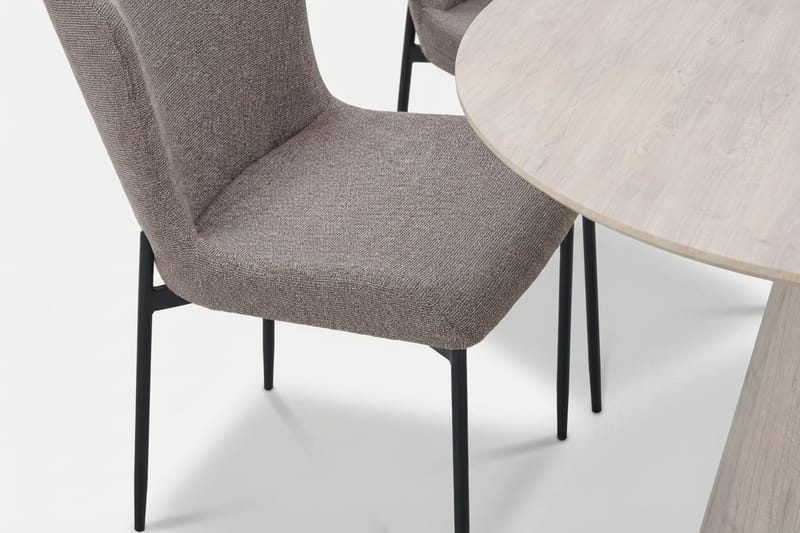 Siena Matgrupp runt 110 cm Vitlaserad med 4 Elsie Matstolar - Vitlaserad/Grå - Möbler - Bord & matgrupp - Matgrupp